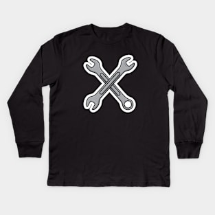 Wrench tool and Metric Spanner Wrench vector illustration. Mechanic working tools equipment objects icon concept. Wrench and Metric Spanner tool in cross sign vector design Kids Long Sleeve T-Shirt